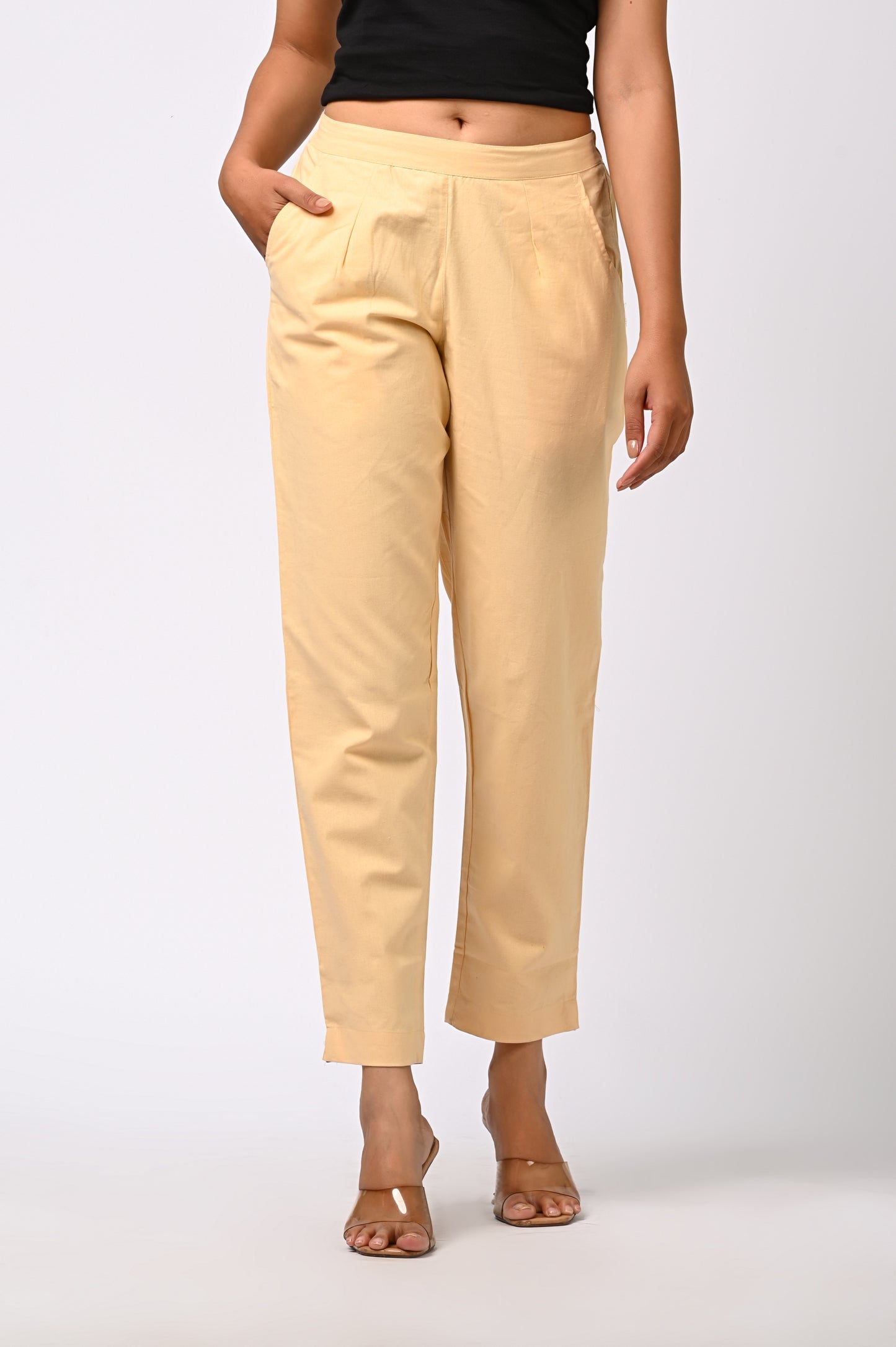 BEIGE COTTON PANT FOR WOMEN