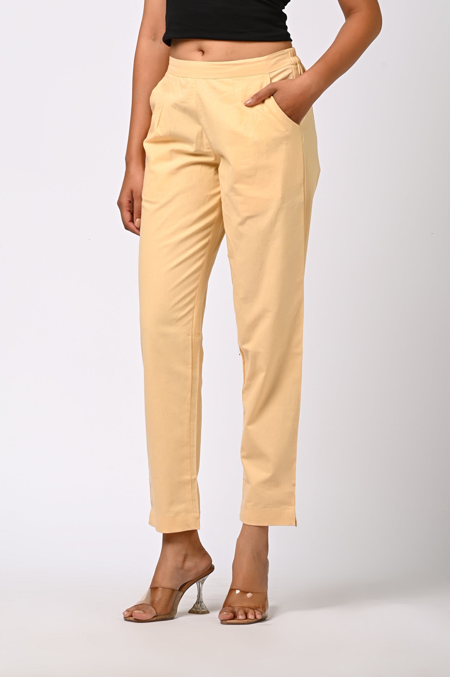 BEIGE COTTON PANT FOR WOMEN