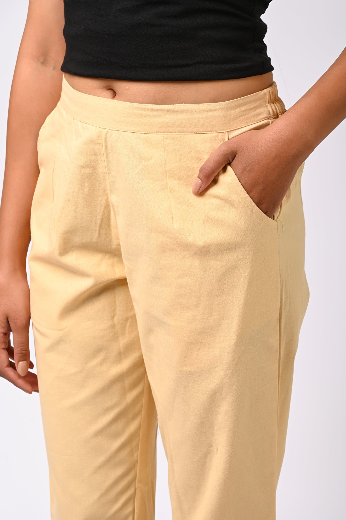 BEIGE COTTON PANT FOR WOMEN