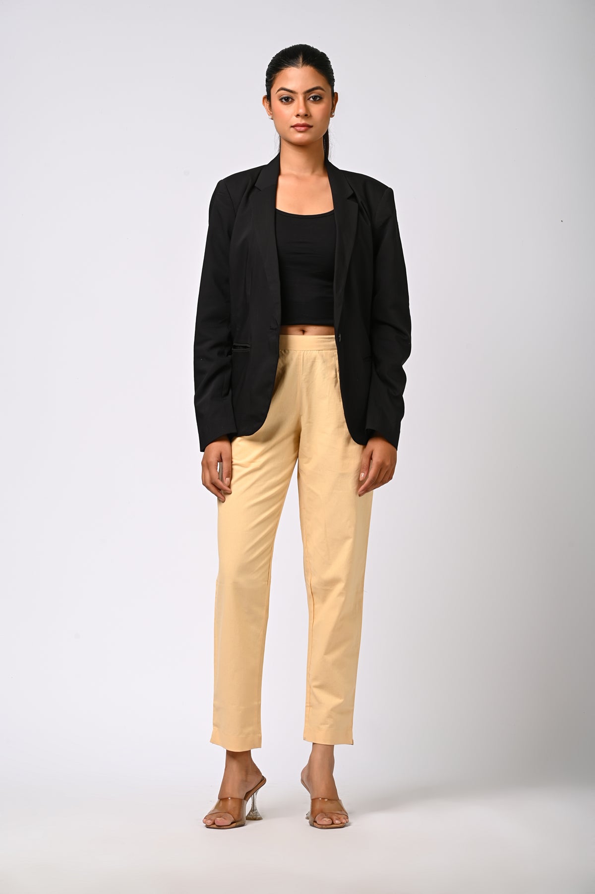 BEIGE COTTON PANT FOR WOMEN