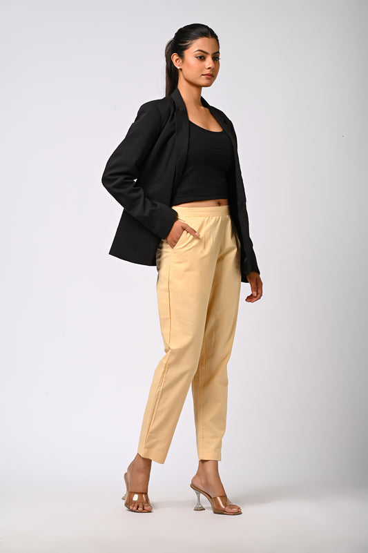 BEIGE COTTON PANT FOR WOMEN
