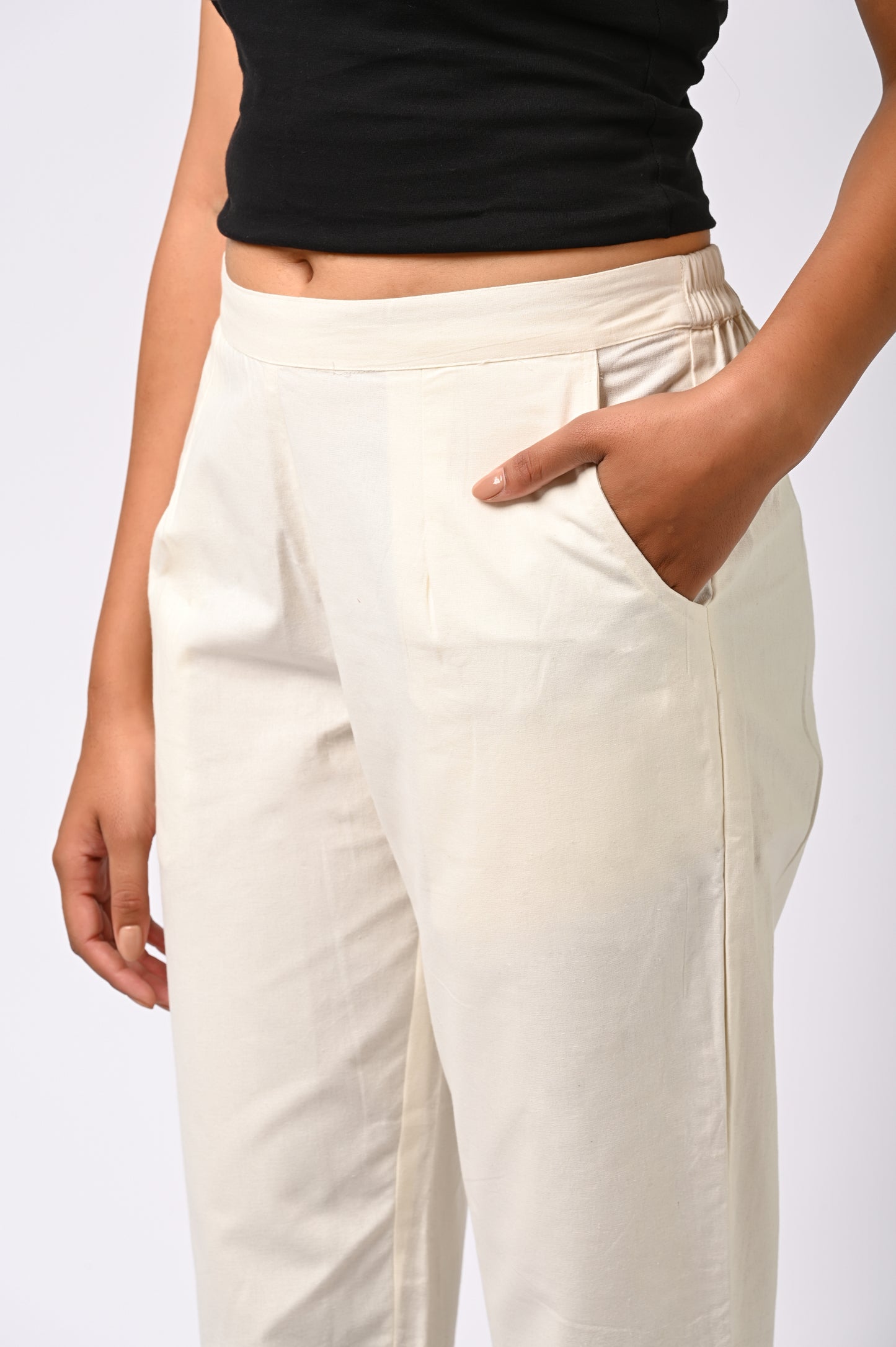 WHITE COTTON PANT FOR WOMEN