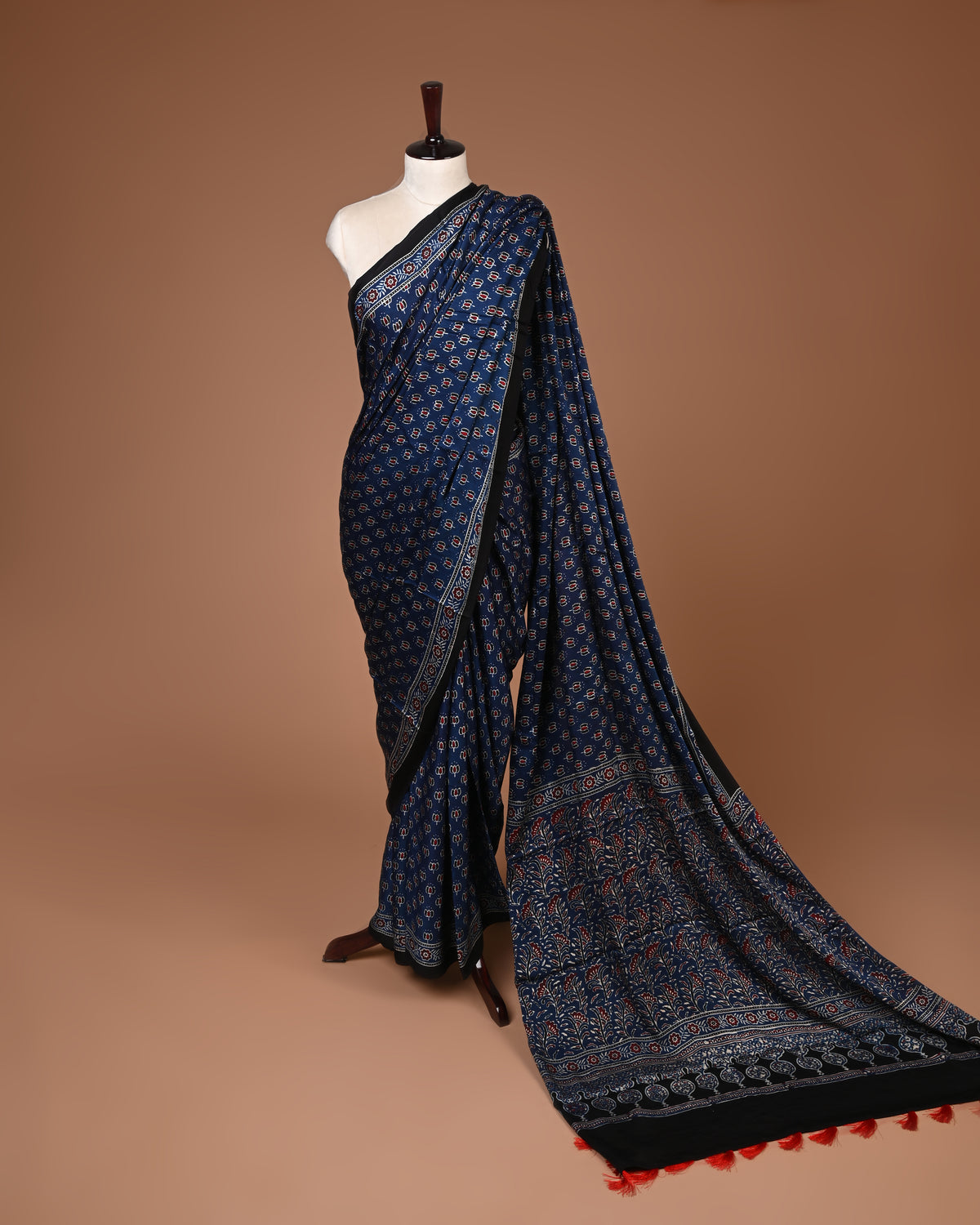 PURE CUPRO MODAL SAREE – AUTHENTIC AJRAKH HANDBLOCK PRINT