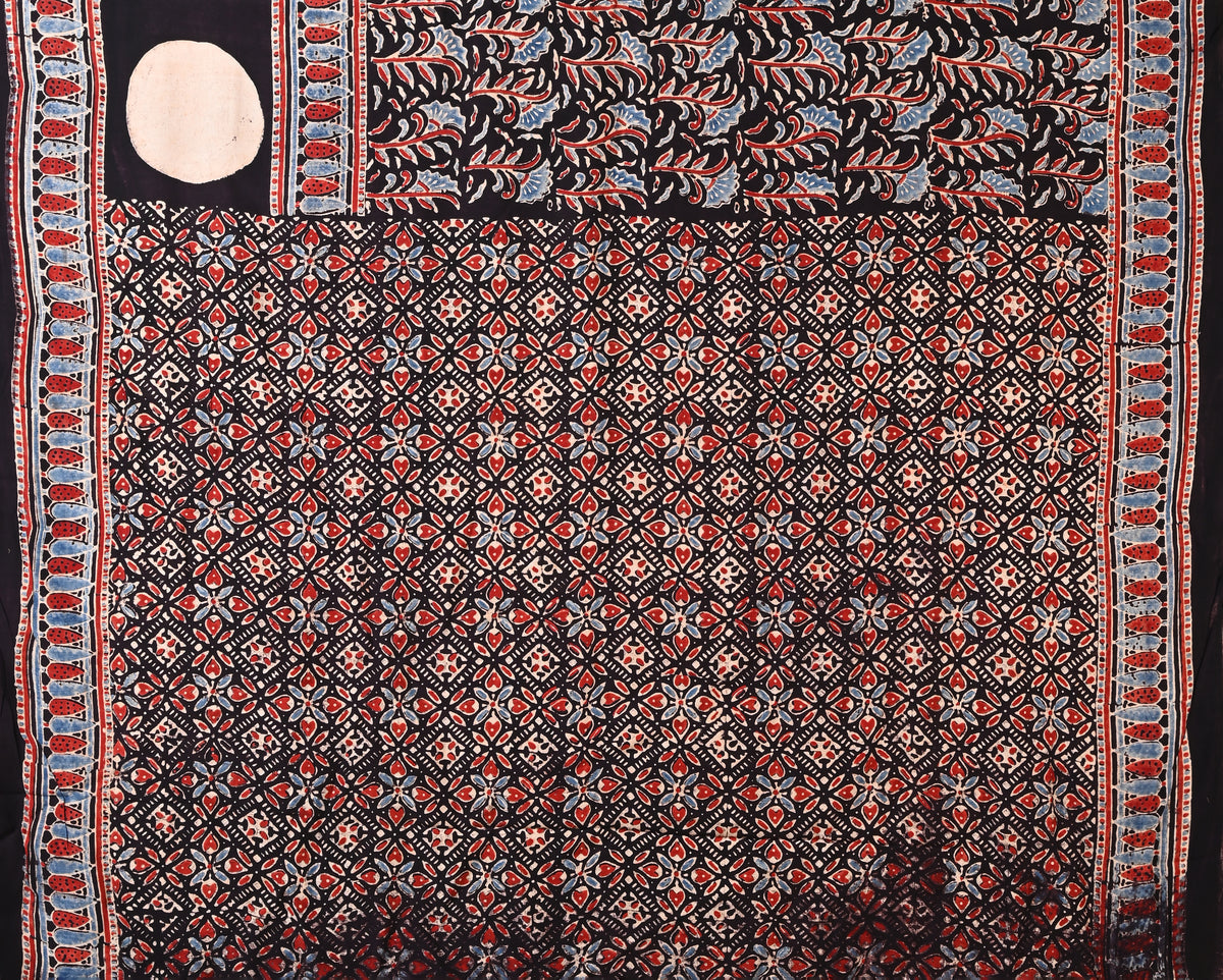 PURE CUPRO MODAL SAREE – AUTHENTIC AJRAKH HANDBLOCK PRINT
