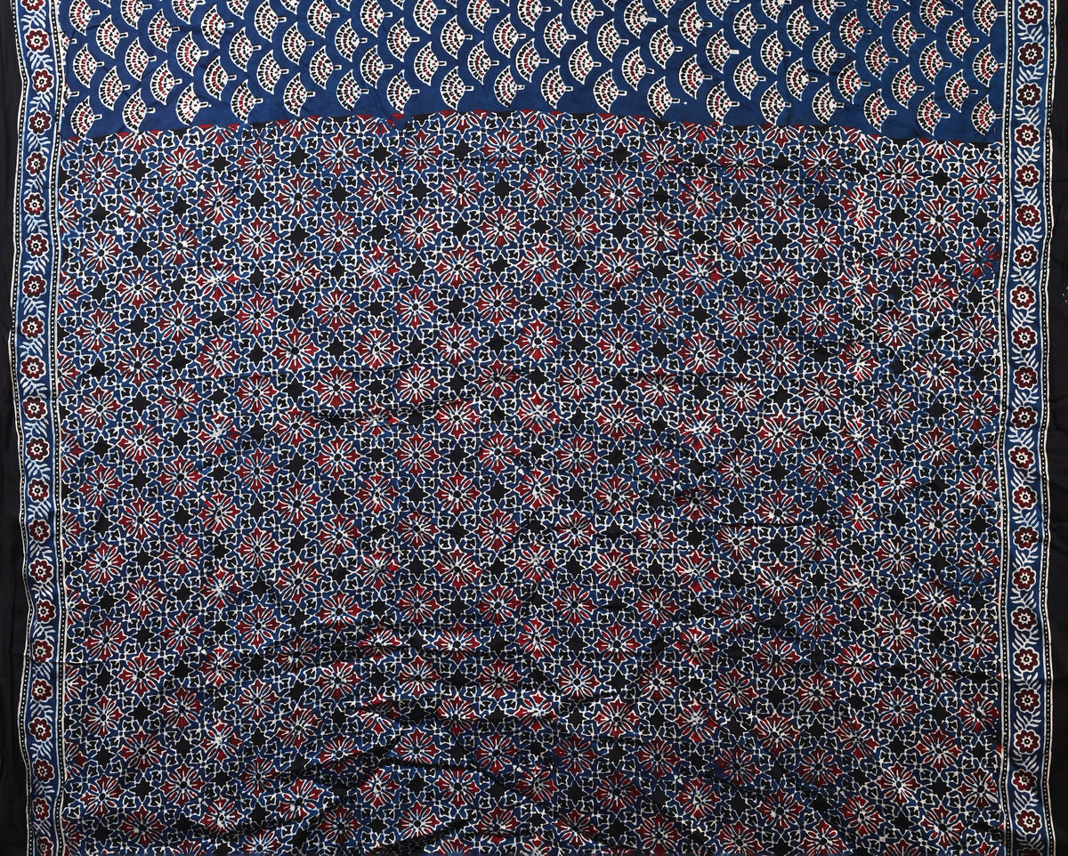 PURE CUPRO MODAL SAREE – AUTHENTIC AJRAKH HANDBLOCK PRINT