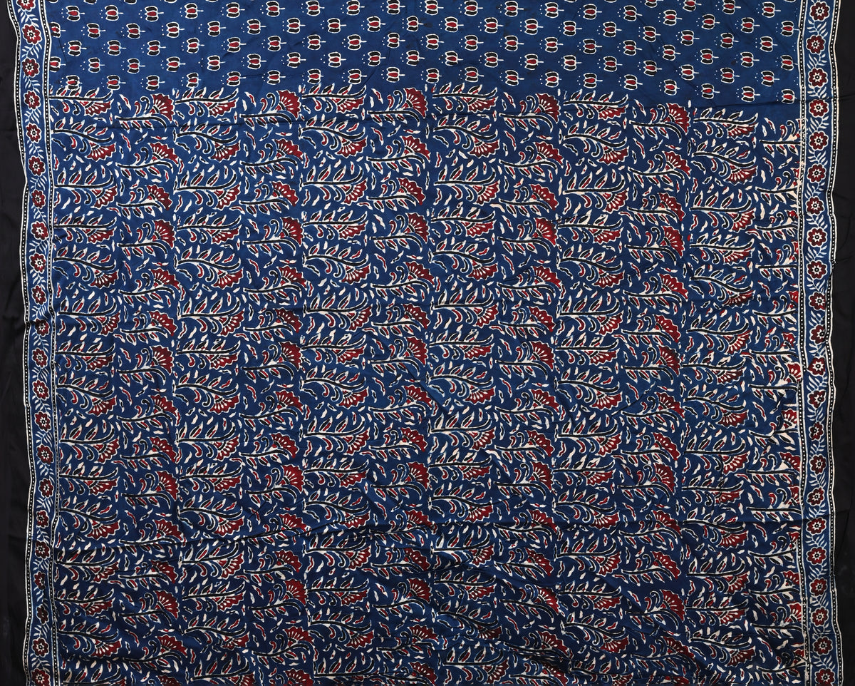 PURE CUPRO MODAL SAREE – AUTHENTIC AJRAKH HANDBLOCK PRINT