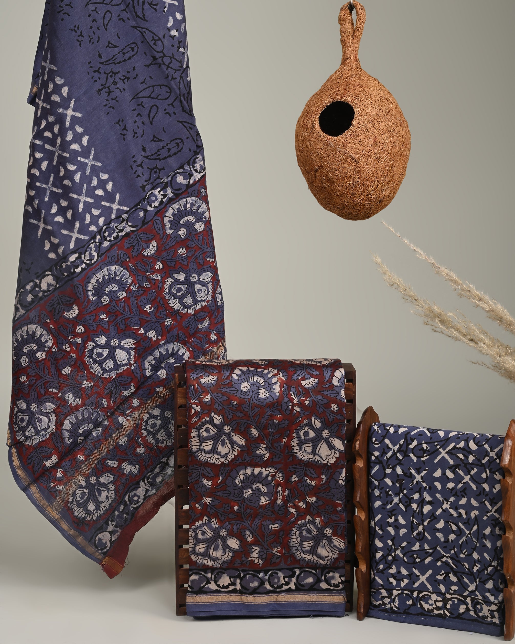 Brown Embroidered Chanderi Silk Suit Set