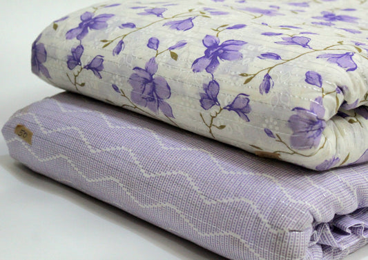 purple unstitched printed  pure cotton fabric or dress material top and bottom set for women for dress from tanchui having sangeneri print bagru print Jaipuri print