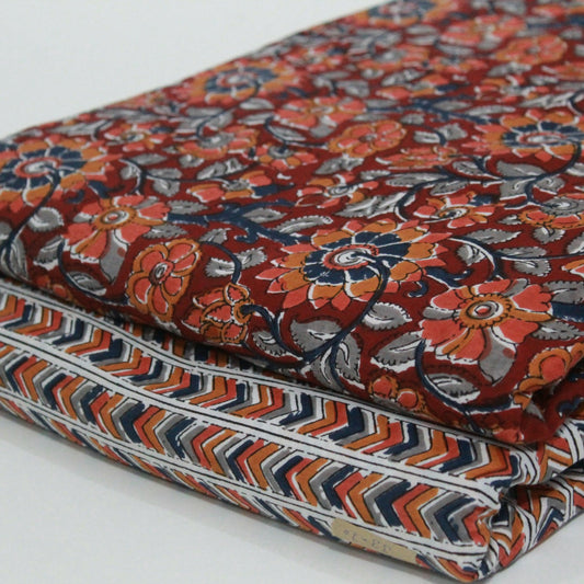 Mahroon unstitched printed  pure cotton fabric or dress material top and bottom set for women for dress from tanchui having sangeneri print bagru print Jaipuri print