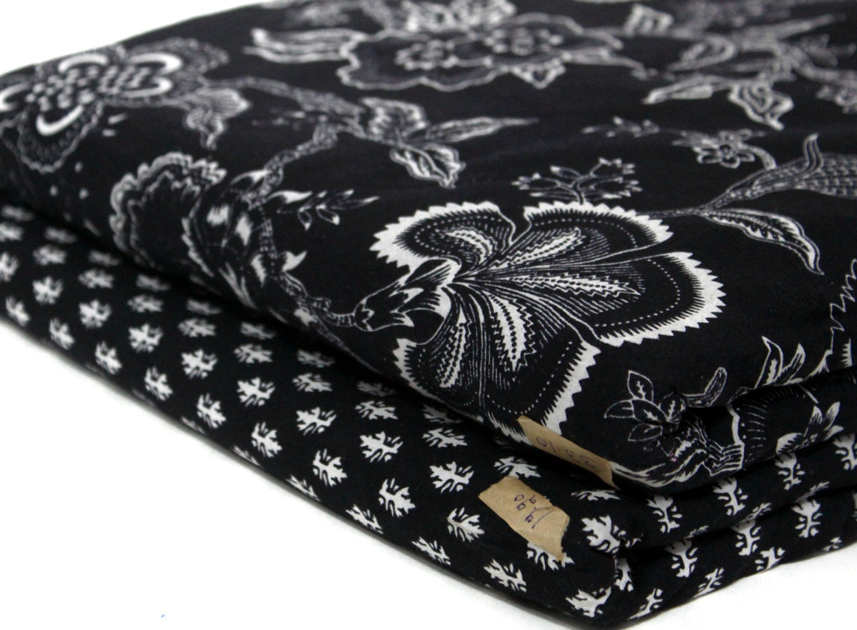 Black unstitched printed  pure cotton fabric or dress material top and bottom set for women for dress from tanchui having sangeneri print bagru print Jaipuri print