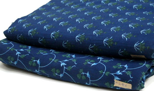 Blue unstitched printed  pure cotton fabric or dress material top and bottom set for women for dress from tanchui having sangeneri print bagru print Jaipuri print