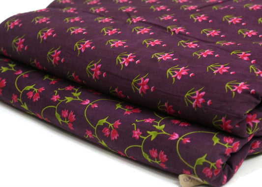 purple unstitched printed  pure cotton fabric or dress material top and bottom set for women for dress from tanchui having sangeneri print bagru print Jaipuri print