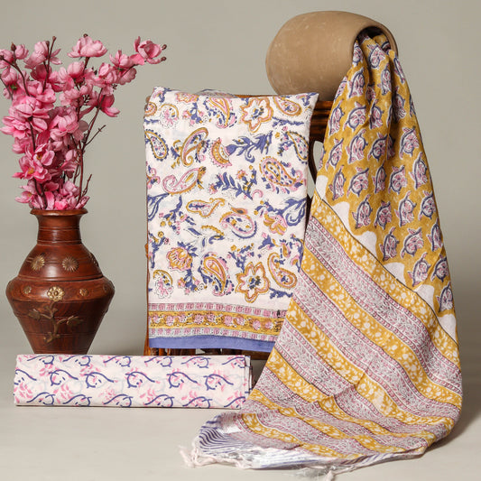 COTTON SUIT WITH LINEN DUPATTA